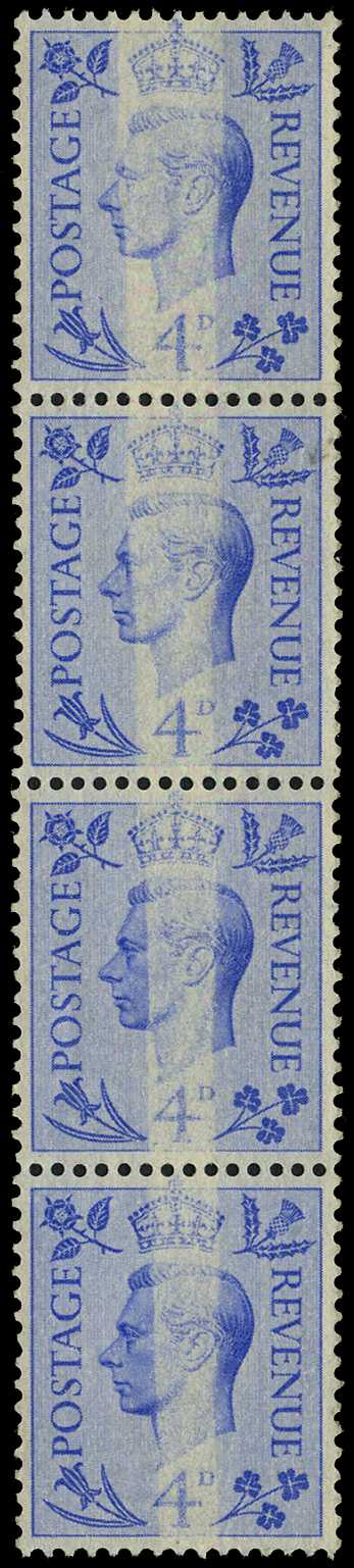 1950 4d light ultramarine, vertical strip of...