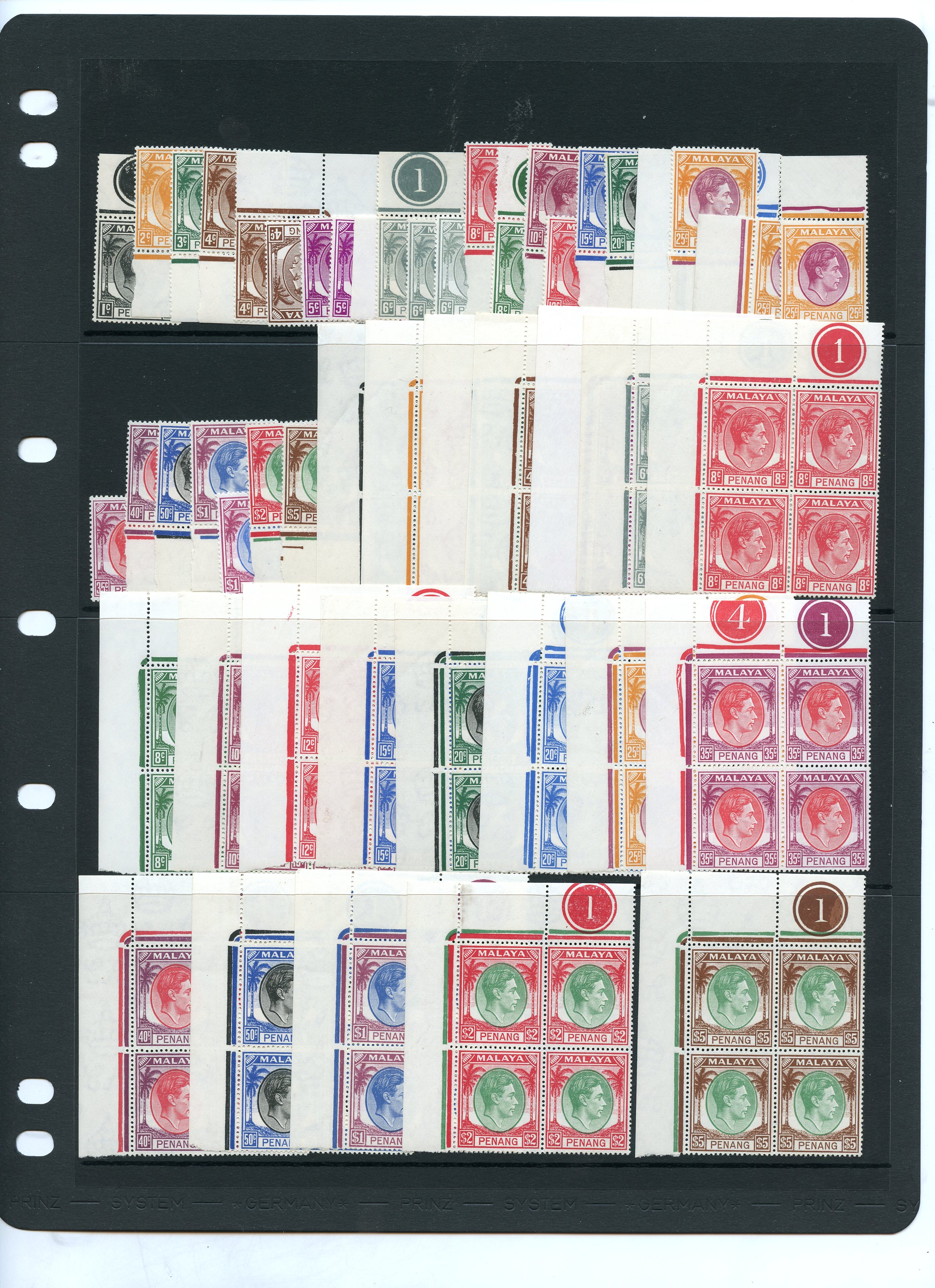 Penang SG 3-22 set and Plate blocks mint
