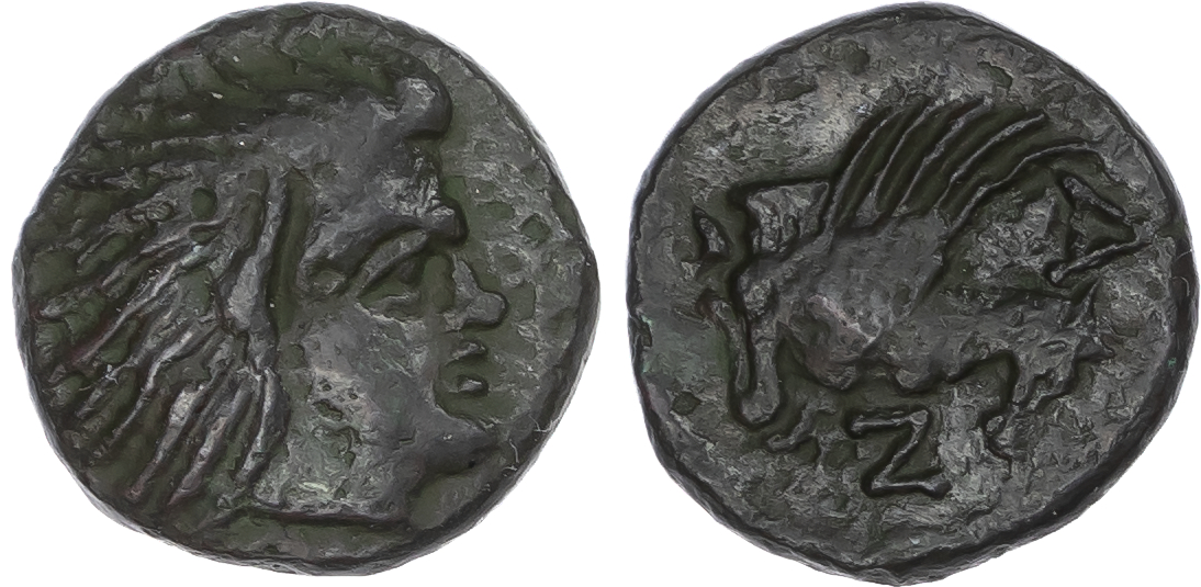 Kimmerian Bosporos, Pantikapaion Æ 14mm. Circa 310-304/3 BC.