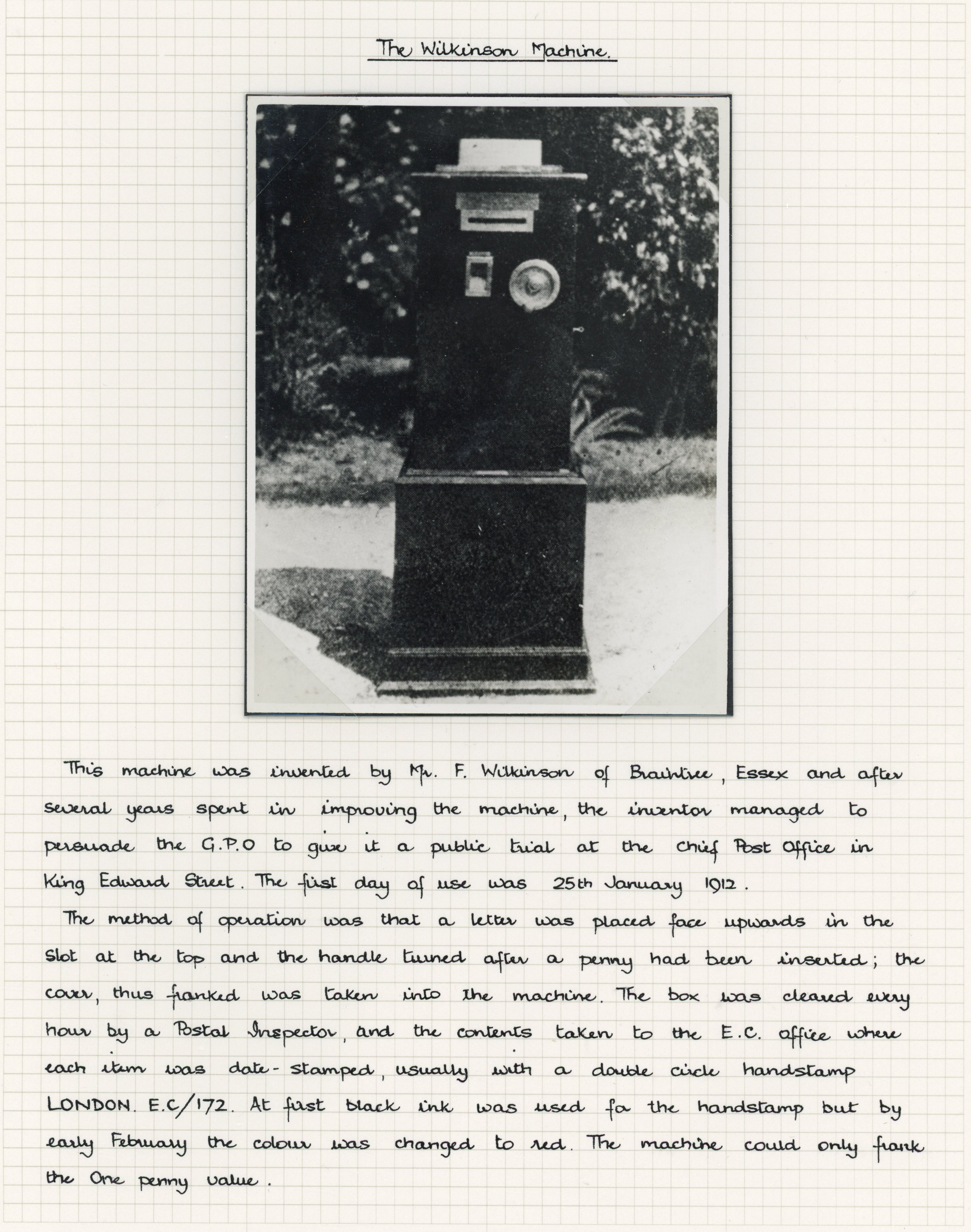 1912 Wilkinson Coin Fed Machine Cancel collection neatly displayed on album leaves