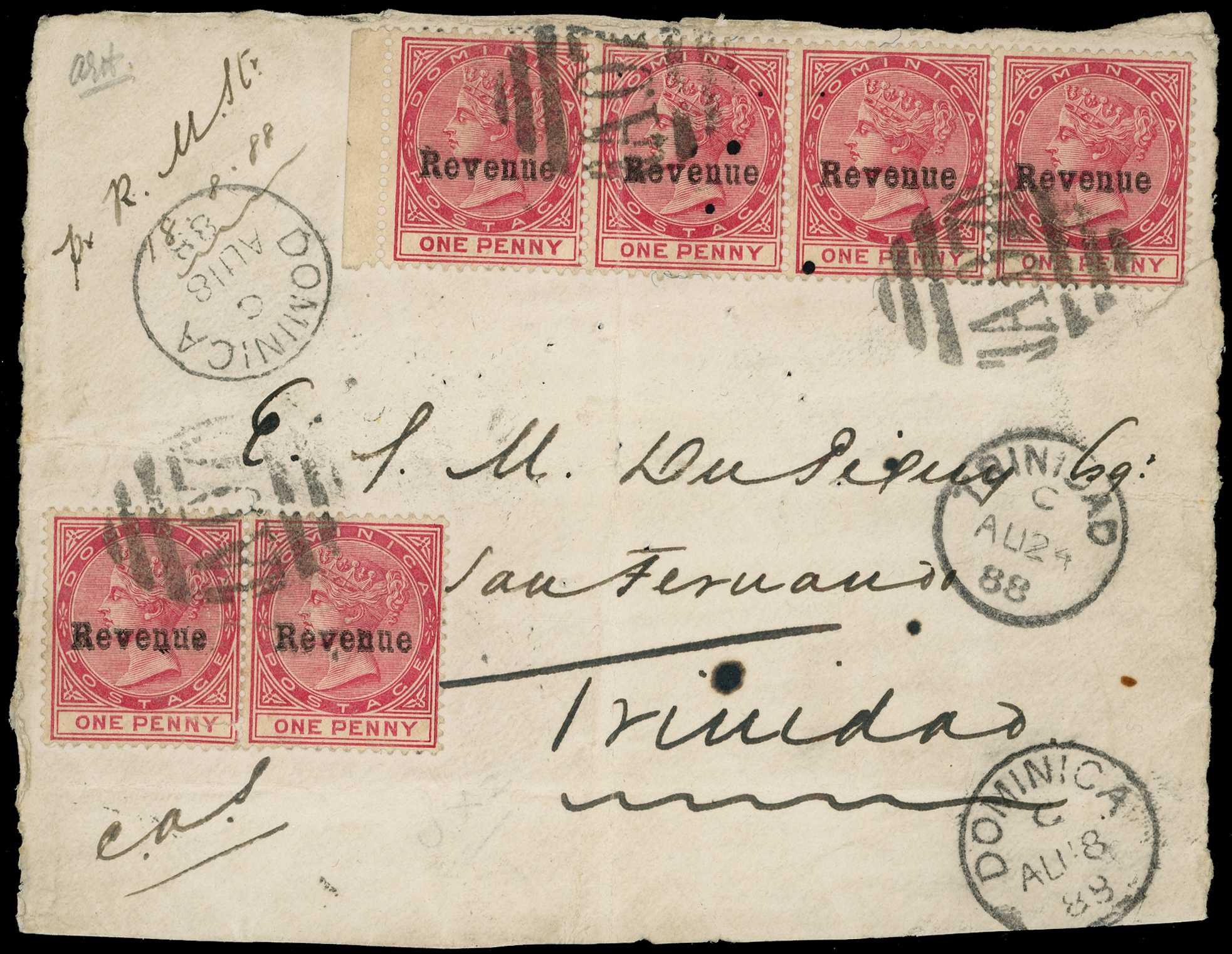 Postal Fiscals: 1879-88 group of six covers...