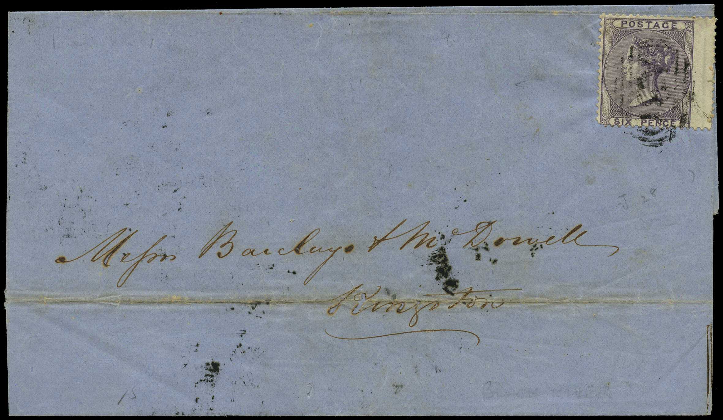 GB USED ABROAD: 1859 Black River “A30”...