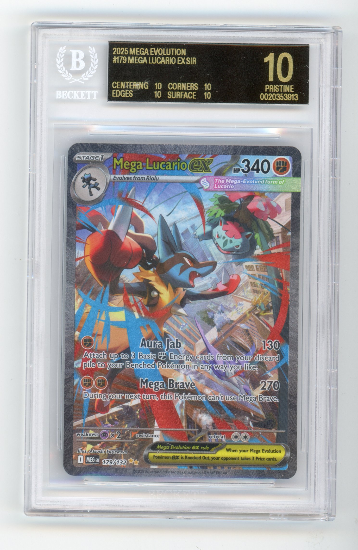 BLACK LABEL BGS 10 Mega Lucario #179 SIR Mega Evolutions