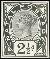 1891 2½d Die Proof in black on glazed card, cut to stamp size, fine.  For SG...