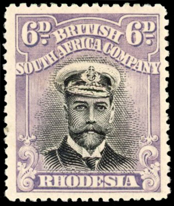 Rhodesia 6d SG 217aa 'waxed moustache' mint