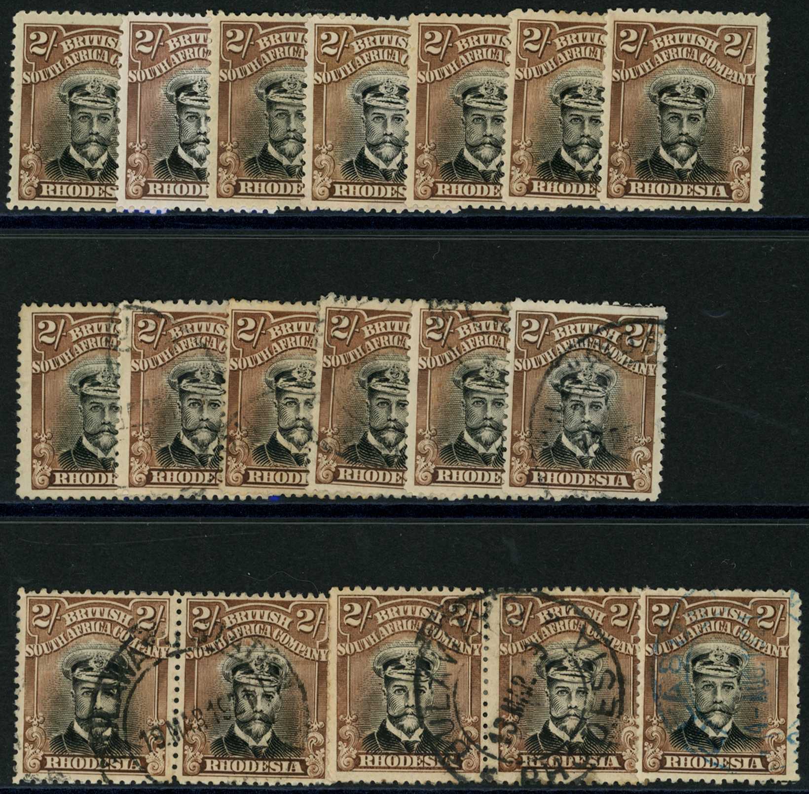 1918-21 2/- Head Die IIIB, perf 14, toned...