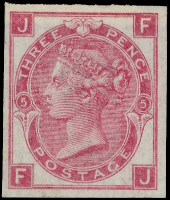 1868 3d Rose Pl.5. (Wmk. Spray). Unused o.g. imperforate