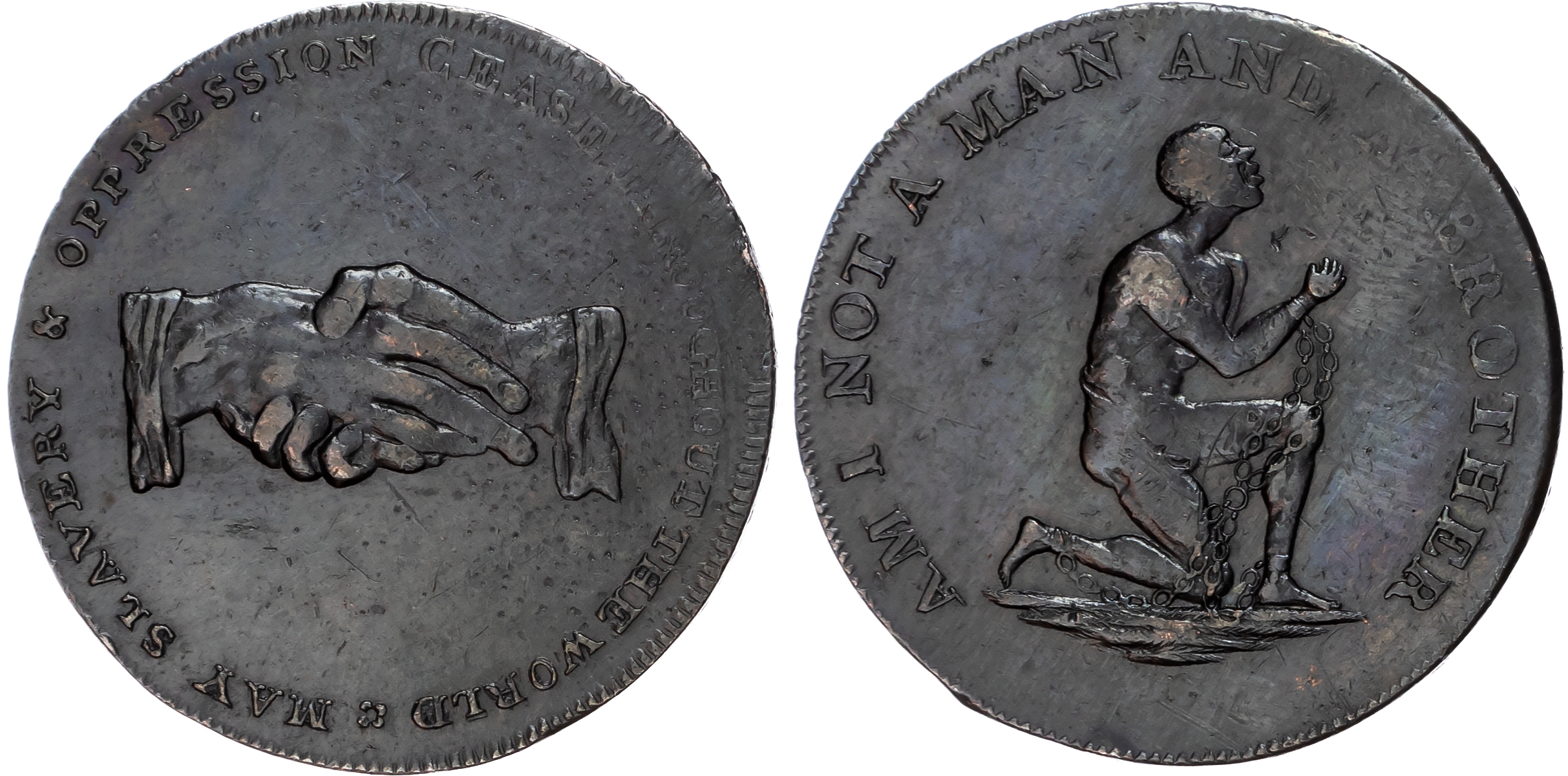 London , Political Series, William Lutwyche for an Anti-Slavery Society Halfpenny undated, differently spaced …