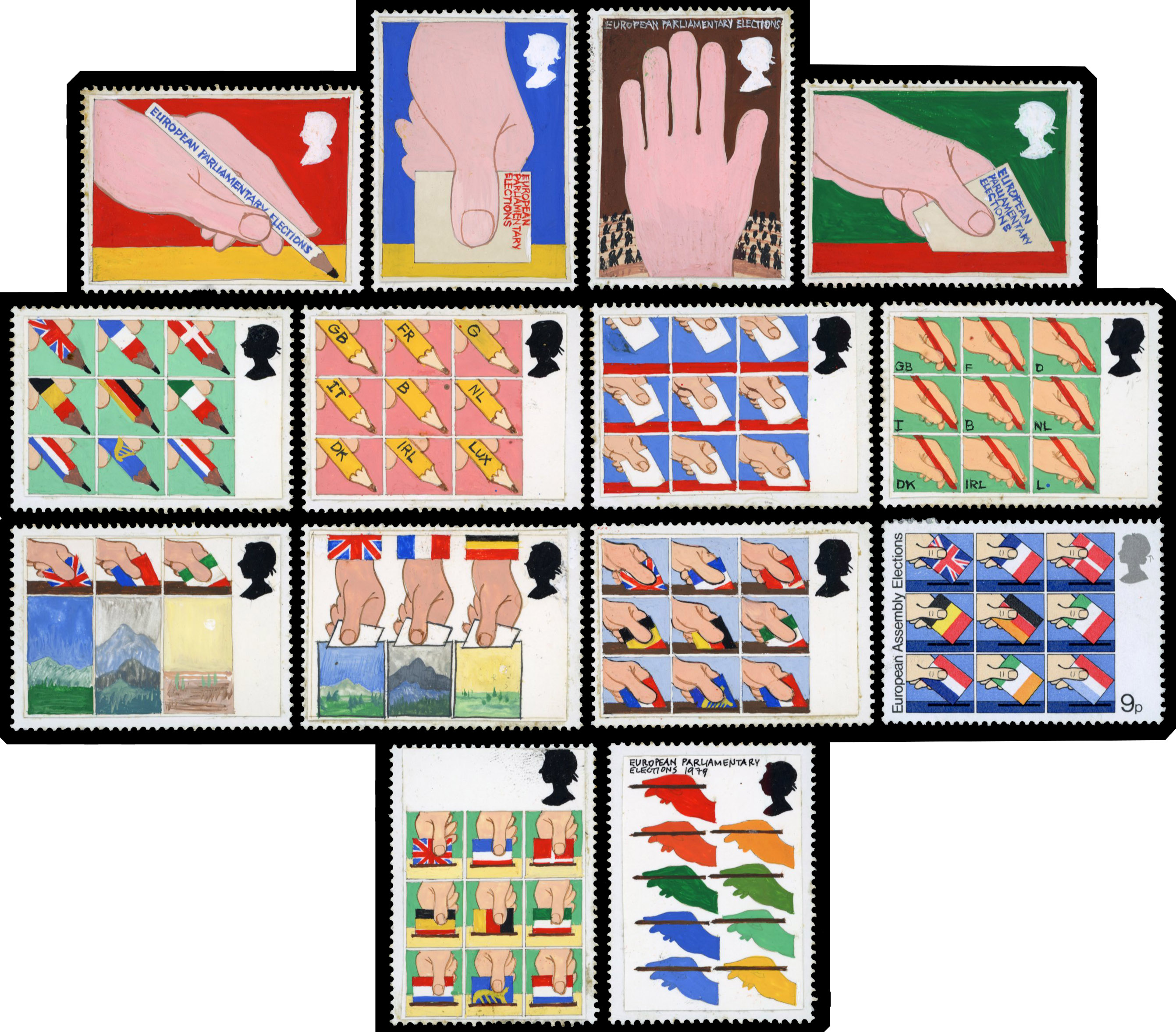 Great Britain 1979 First Direct Elections of European Assembly hand painted artists essays 