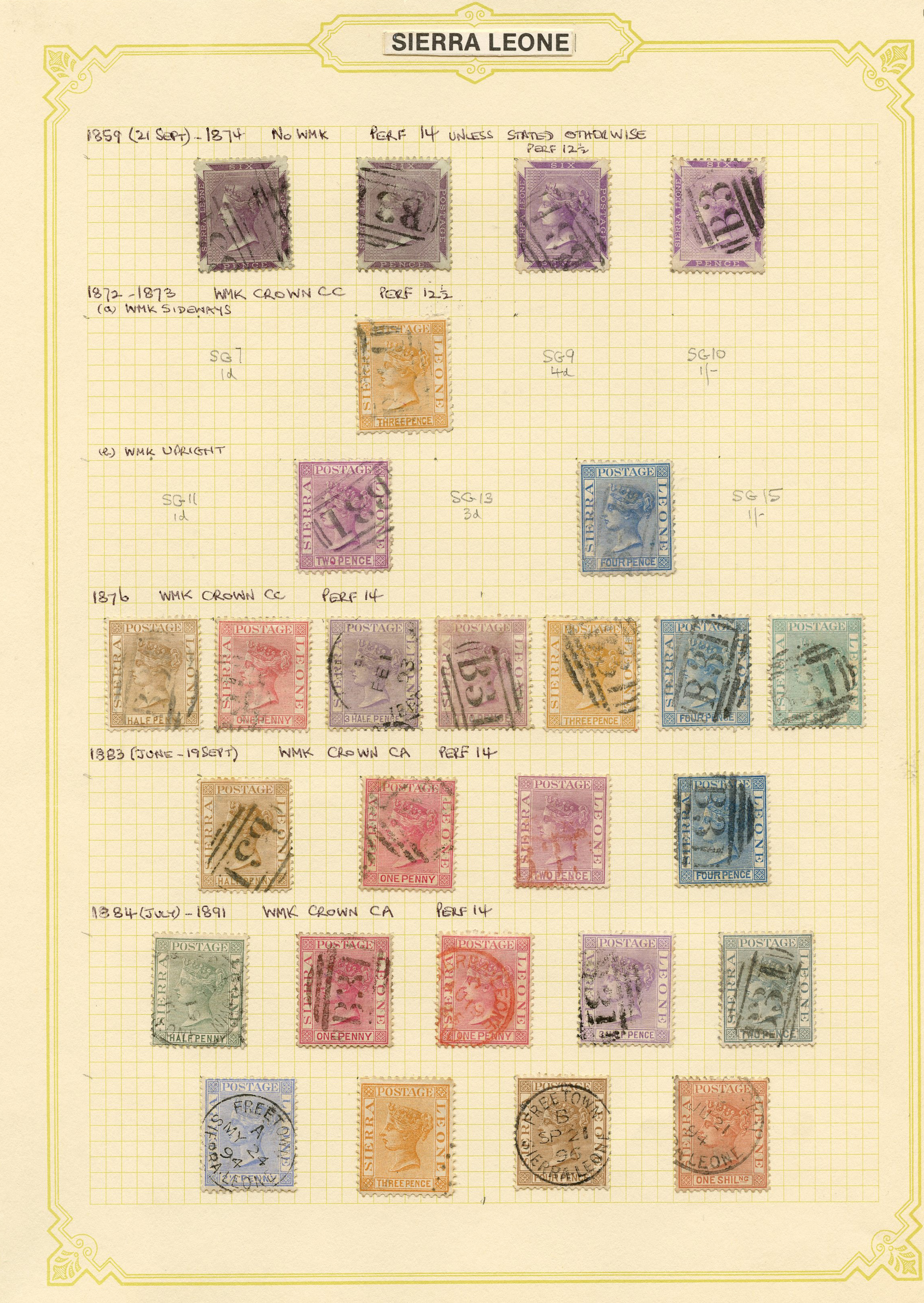1859-1956 used collection (200) on leaves,...