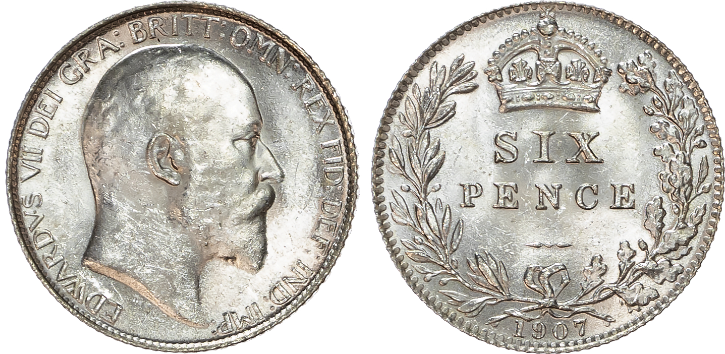 Edward VII (1901-1910) Sixpence, 1907.