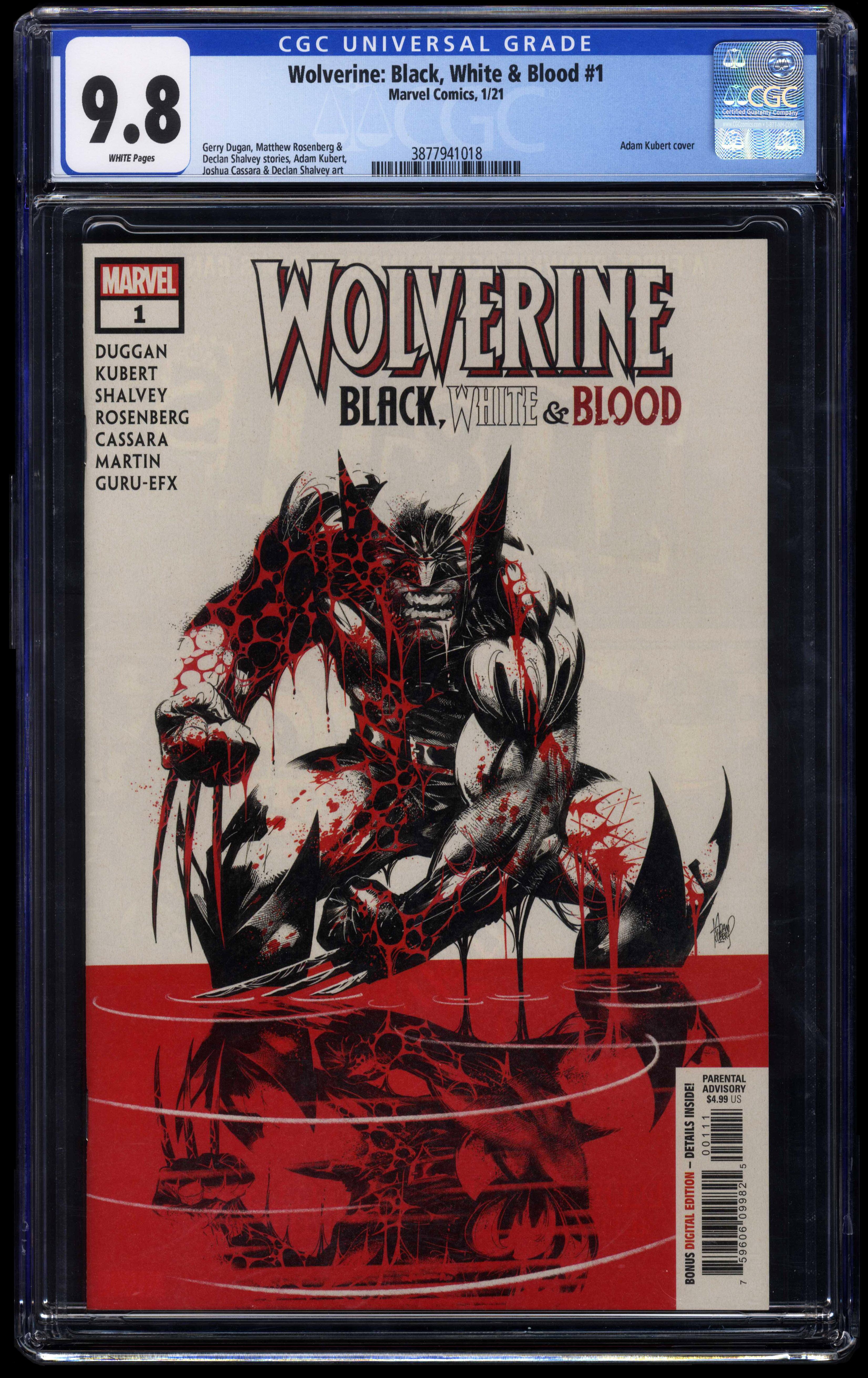 Wolverine Black, White & Blood #1 (Marvel Comics 2021) CGC 9.8 Adam Kubert variant