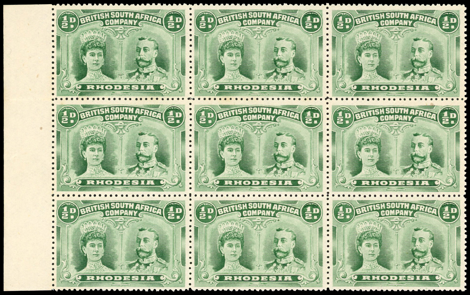 ½d dull blue-green RJL 5 block, positions 41-63 mint
