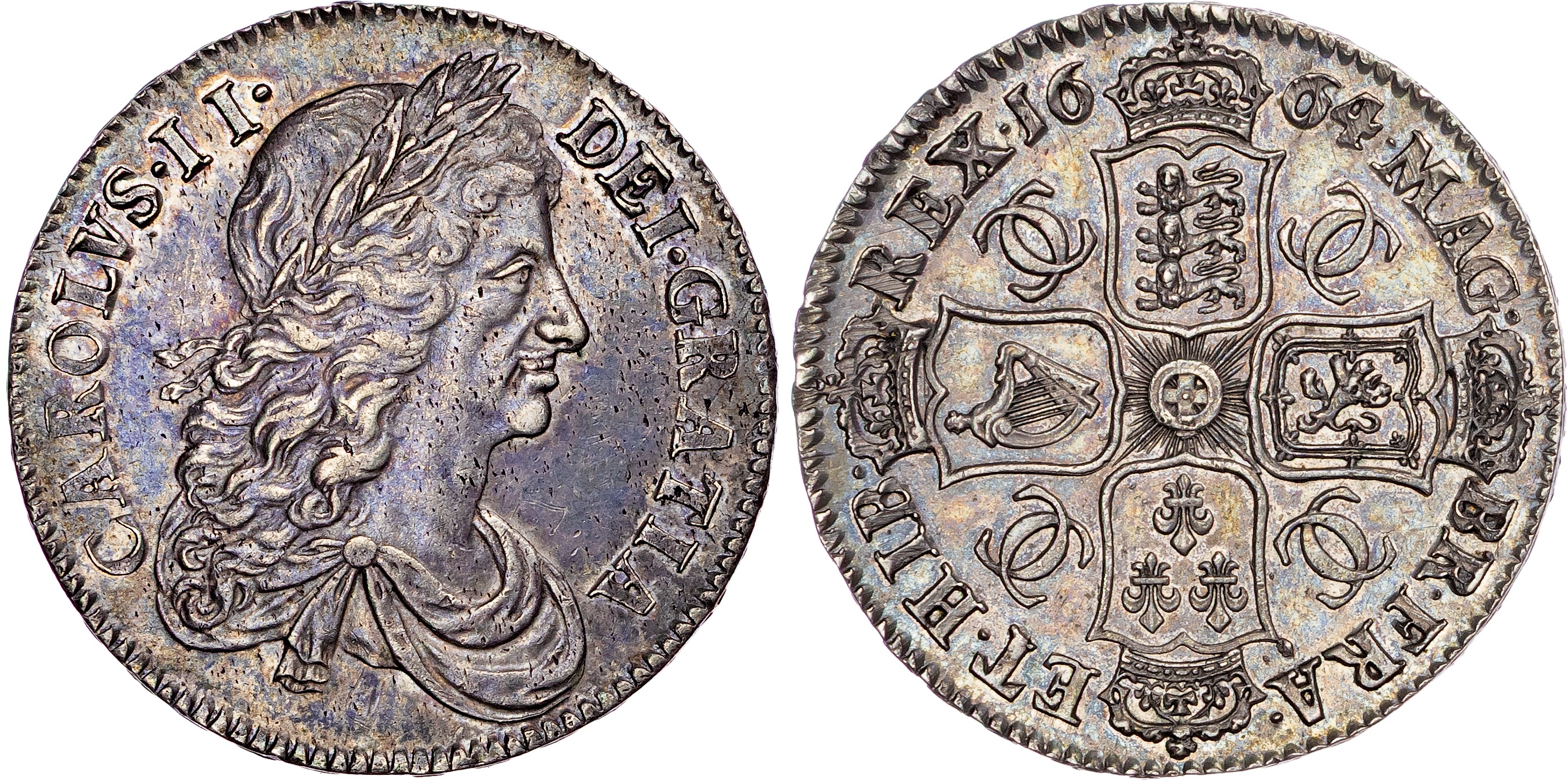 Charles II (1660‐1685), AR Halfcrown, 1664 XVI.
