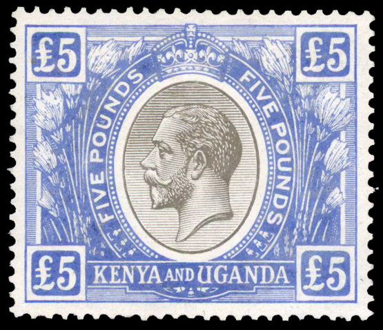 1922-27 £5 black and blue, large part og