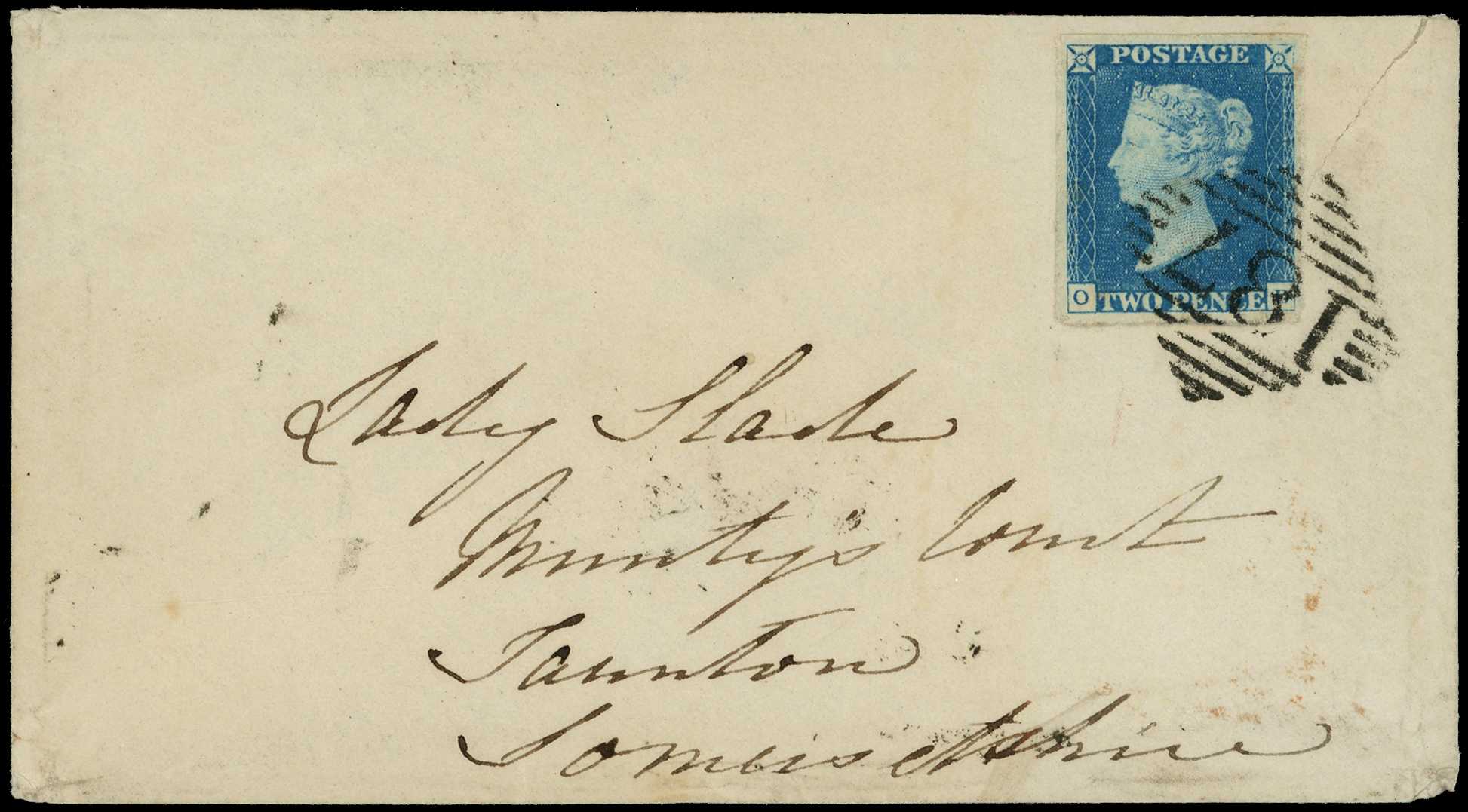 1840 2d Pale blue Pl.1. Very fine used large...