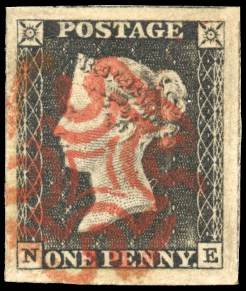 GB 1840 1d grey-black Plate 1a, with enormous margins, used SG 3