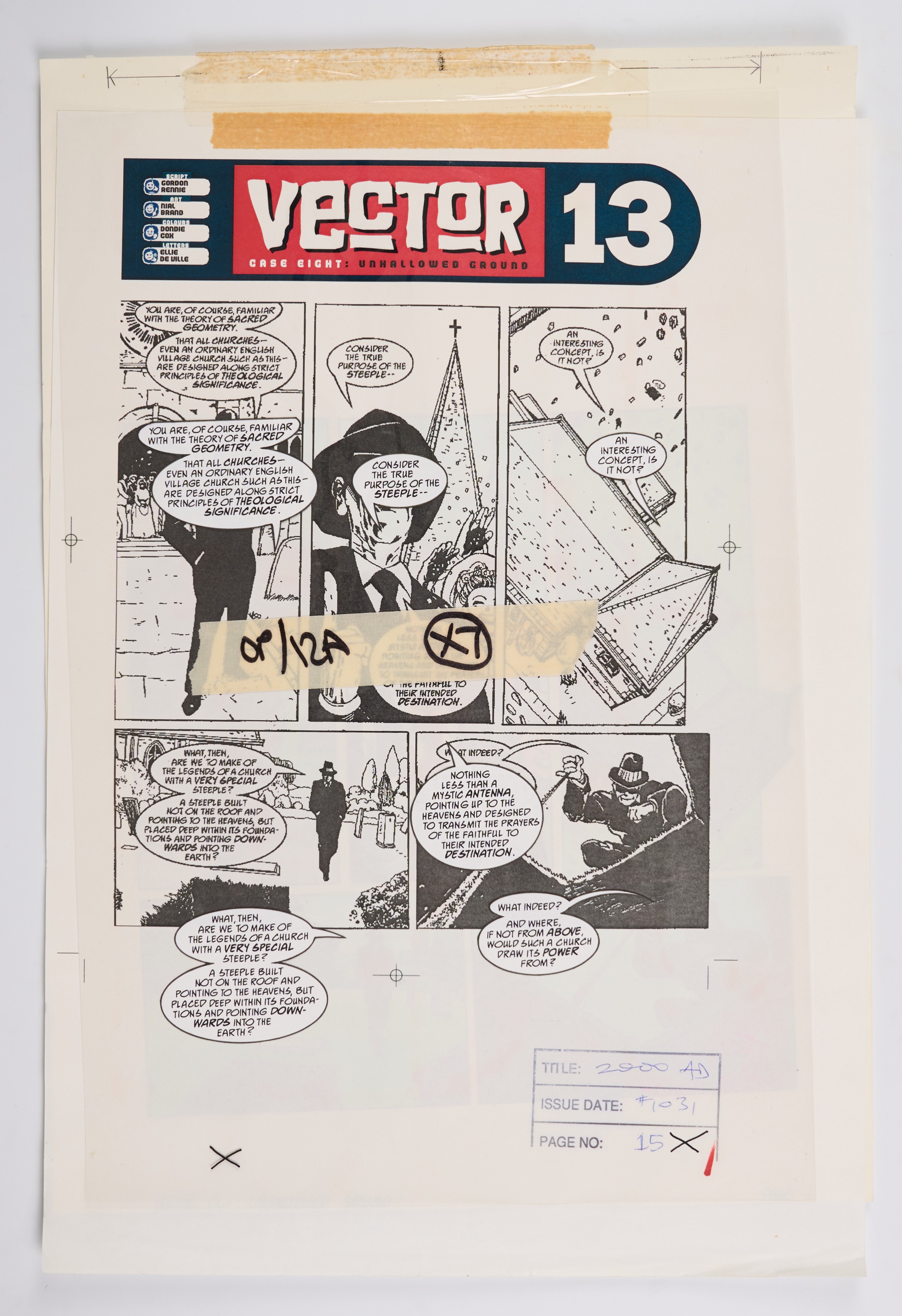Allan Bednar 2000 AD Prog #1031 Case Eight: Unhallowed Ground Vector 13 Colour Story Pages (Fleetway, 1997) Total 7