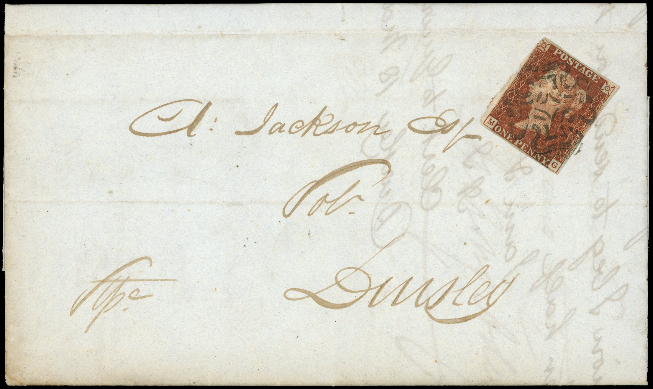 Great Britain 1841 1 red (MG), plate 15 to Dursley on 1842 entire cancelled with Wootton-under-Edge Maltese Cross