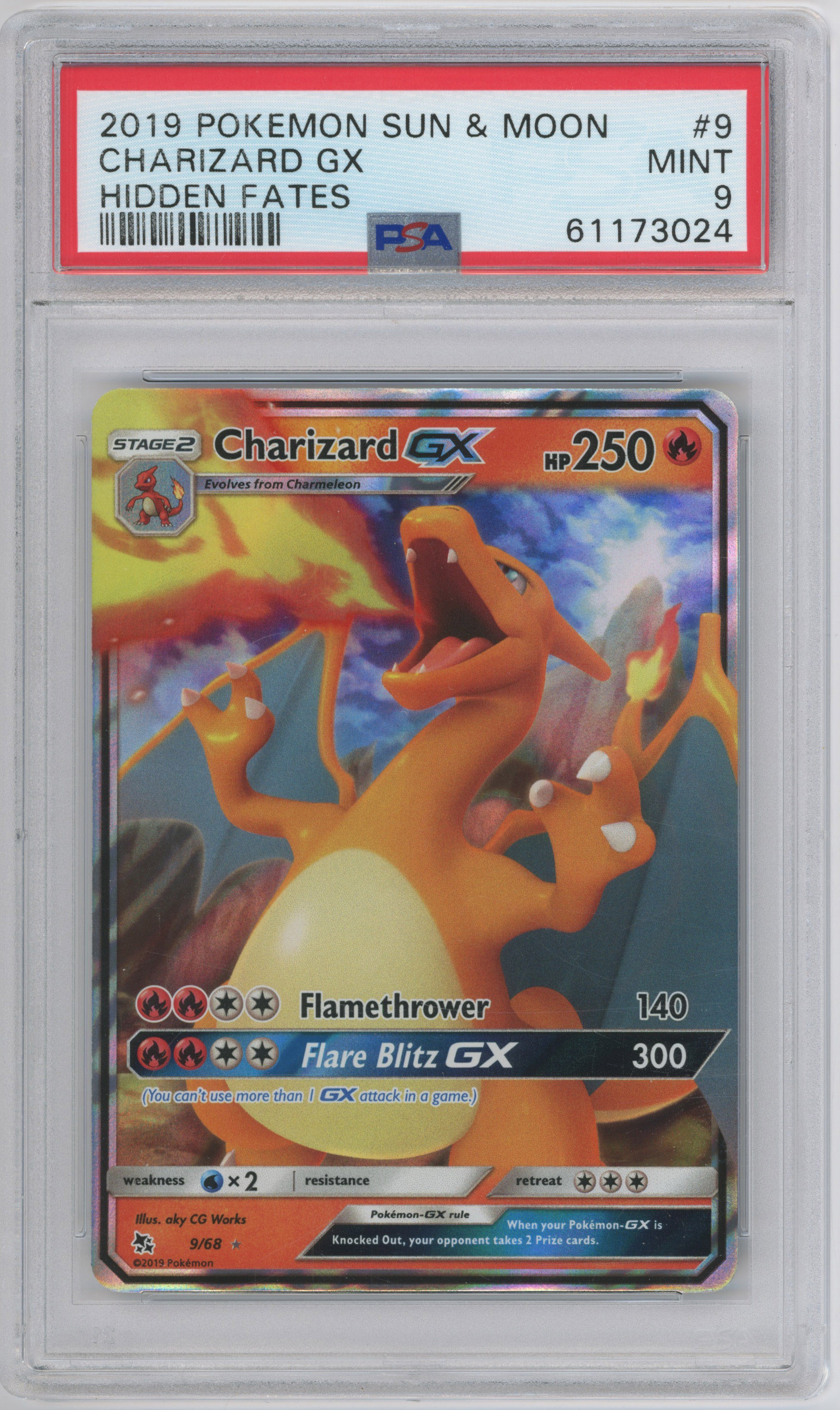 Pokémon TCG - PSA 9 Charizard GX - Hidden Fates #9/68