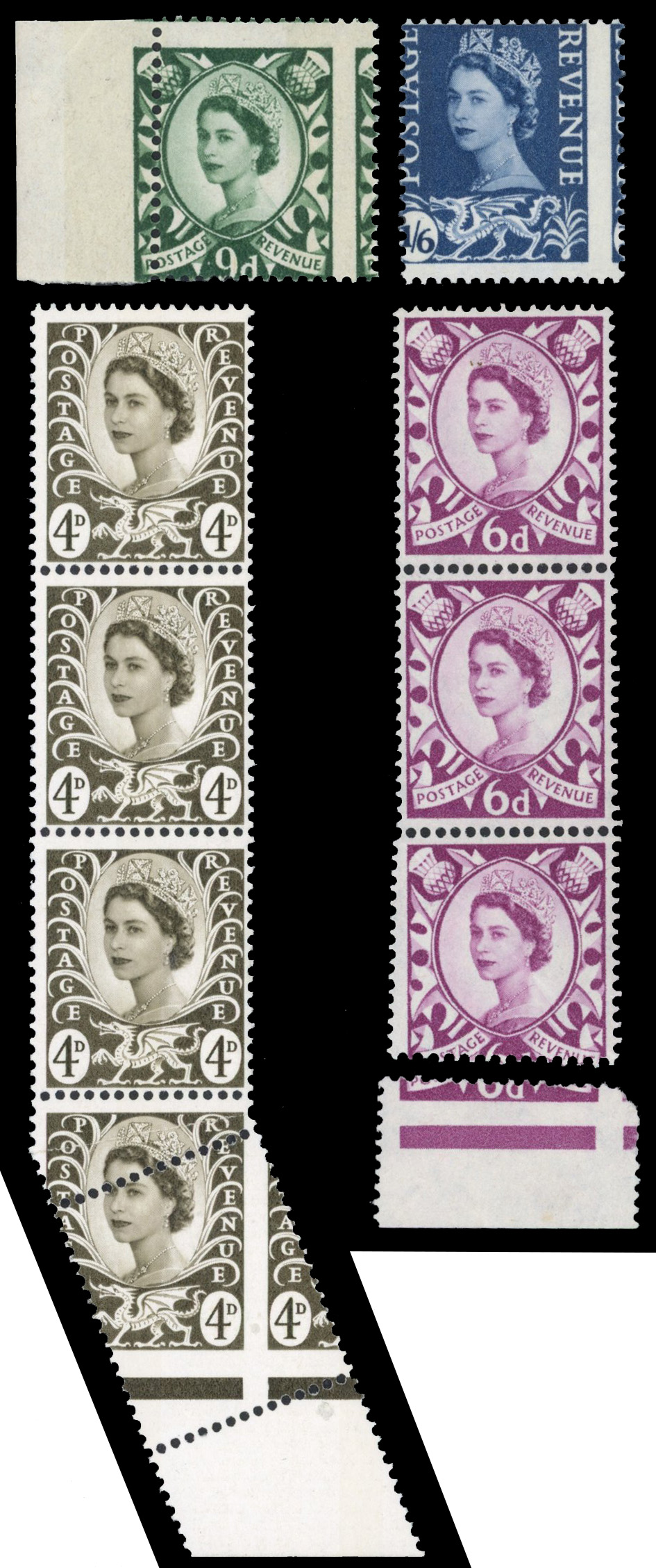 GB: REGIONALS: 1958-70 unmounted mint selection of misperfs