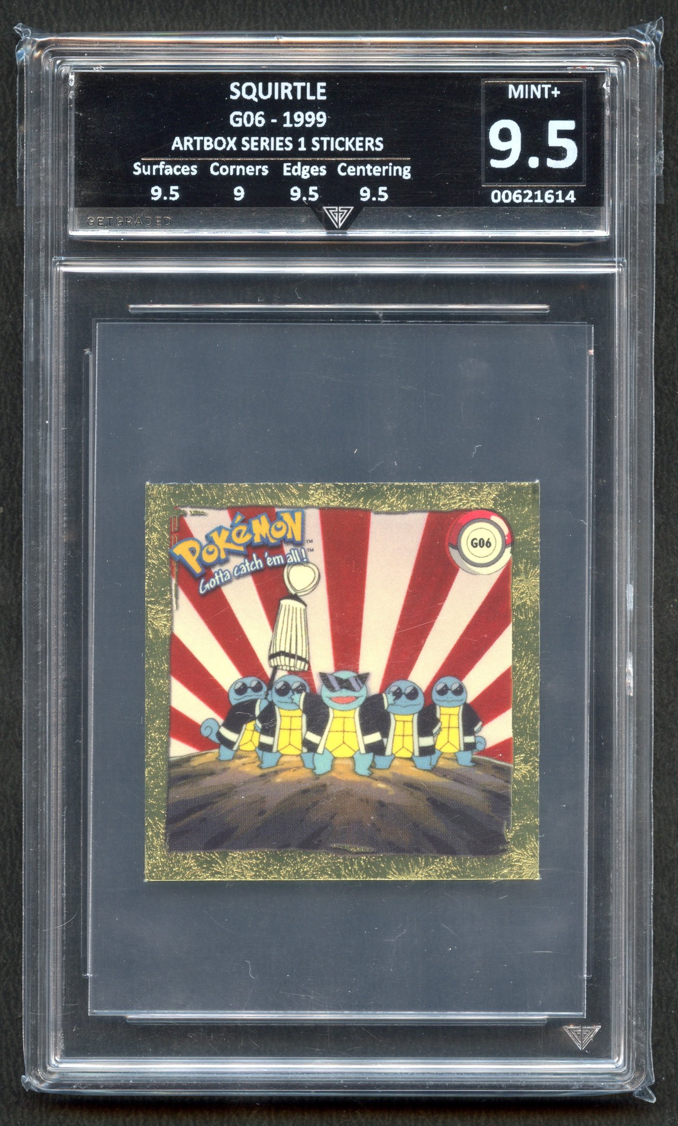 Get Graded 9.5 Squirtle G06 Artbox Series 1 Stickers 1999