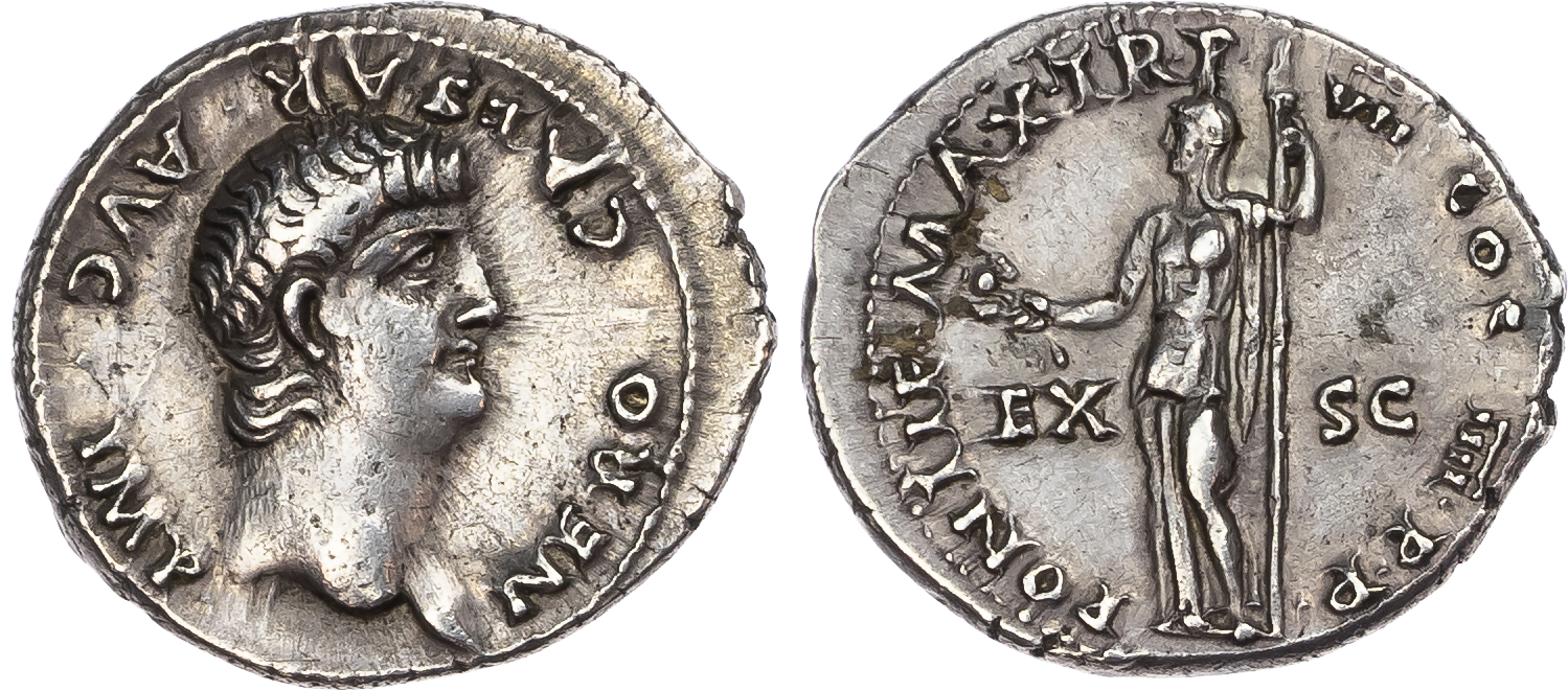 Nero (AD 54-68) AR Denarius, Rome, AD 63-64, 3.66g. 