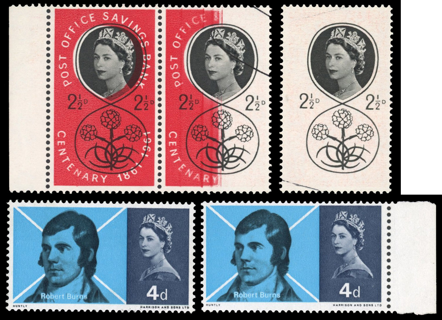 GB SG 623A 1961 2½d POSB colour variety mint