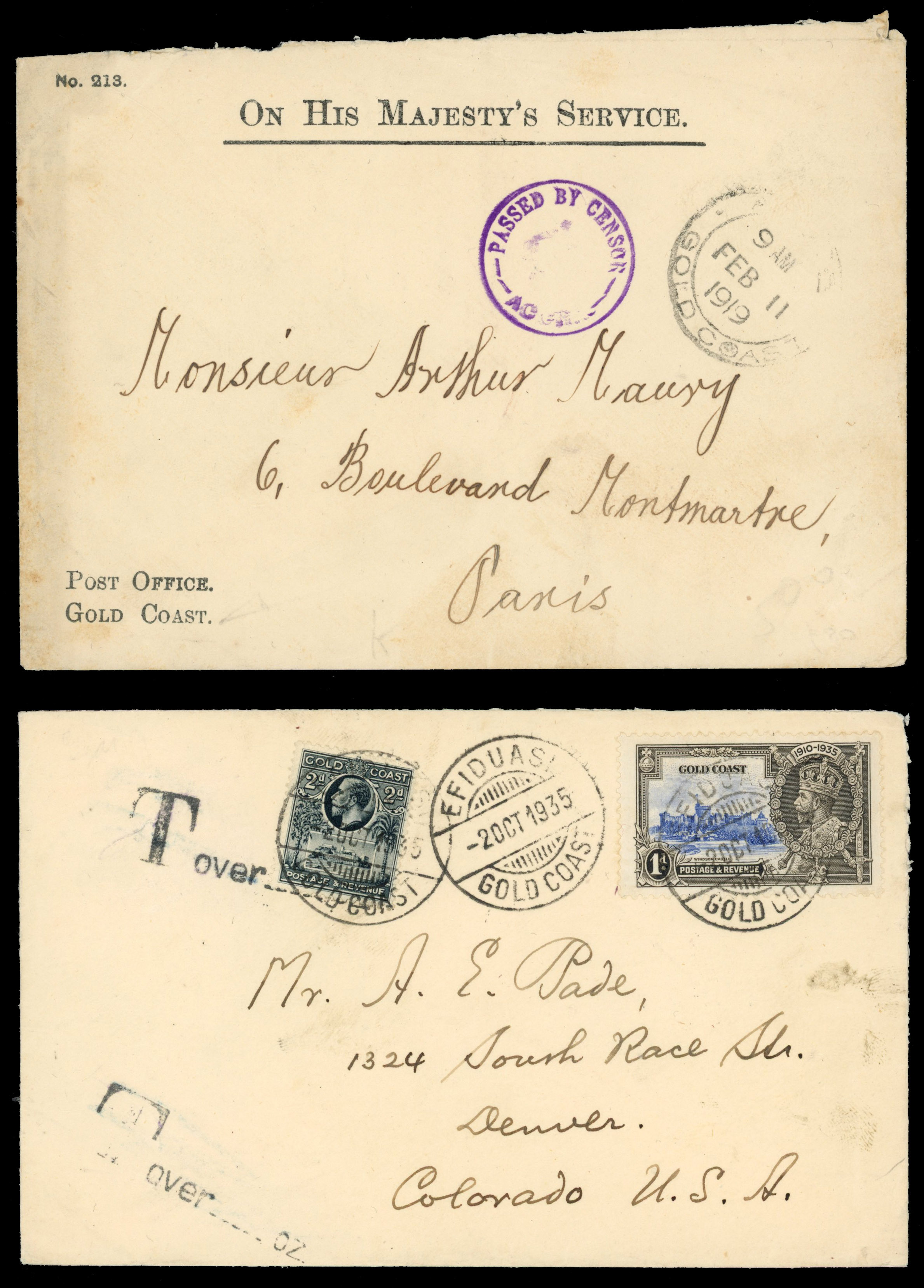 1919-1953 cover selection with instructional markings