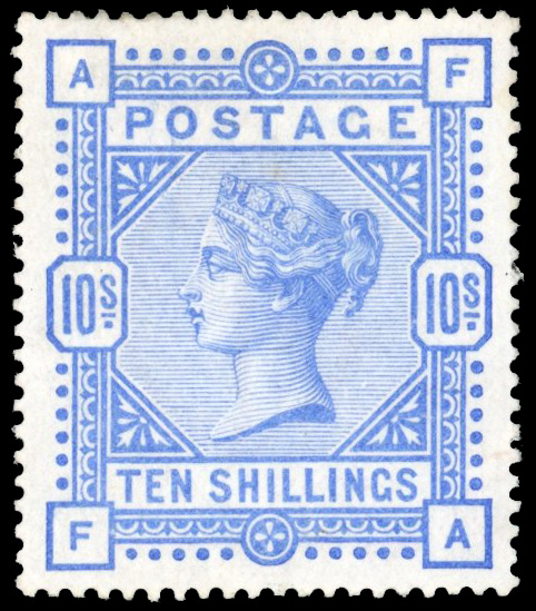 Great Britain 1883-84 White Paper 10s pale ultramarine part o.g.