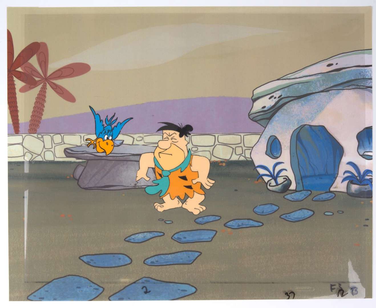 The Flintstones Original Production Fred, Wilma, Parrotsauruses and Pebbles Animation Cels (Hanna Barbera, 1960-66) Total 2