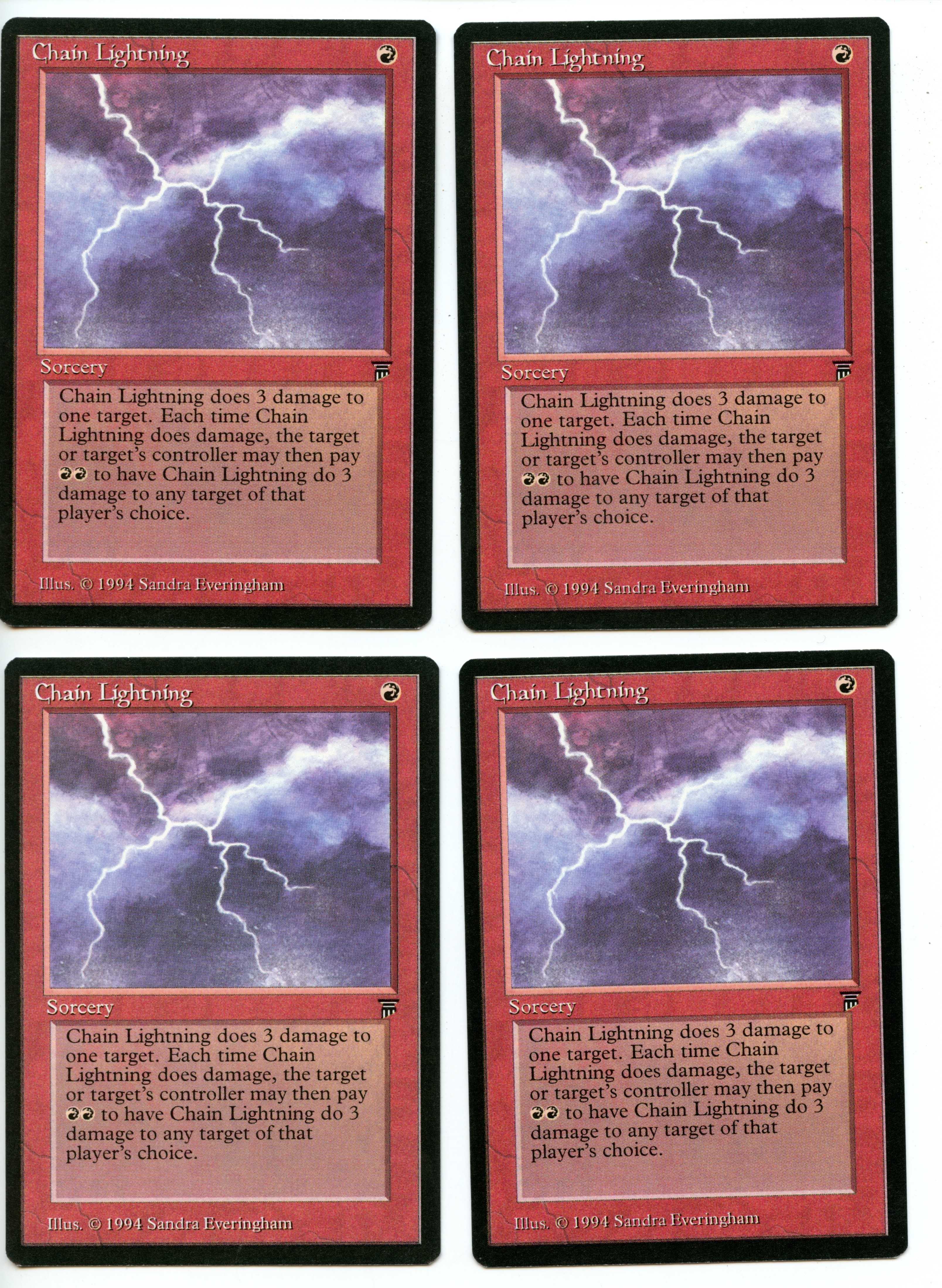 Magic the Gathering - Chain Lightning  Playset - Legends - Lightly Played