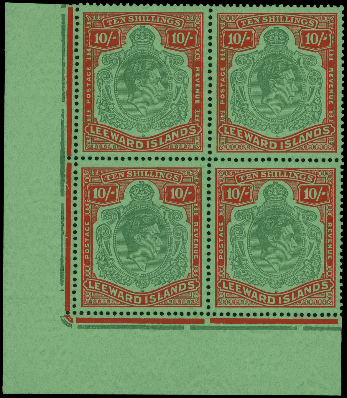 Leeward Islands SG 113c, ca block mint