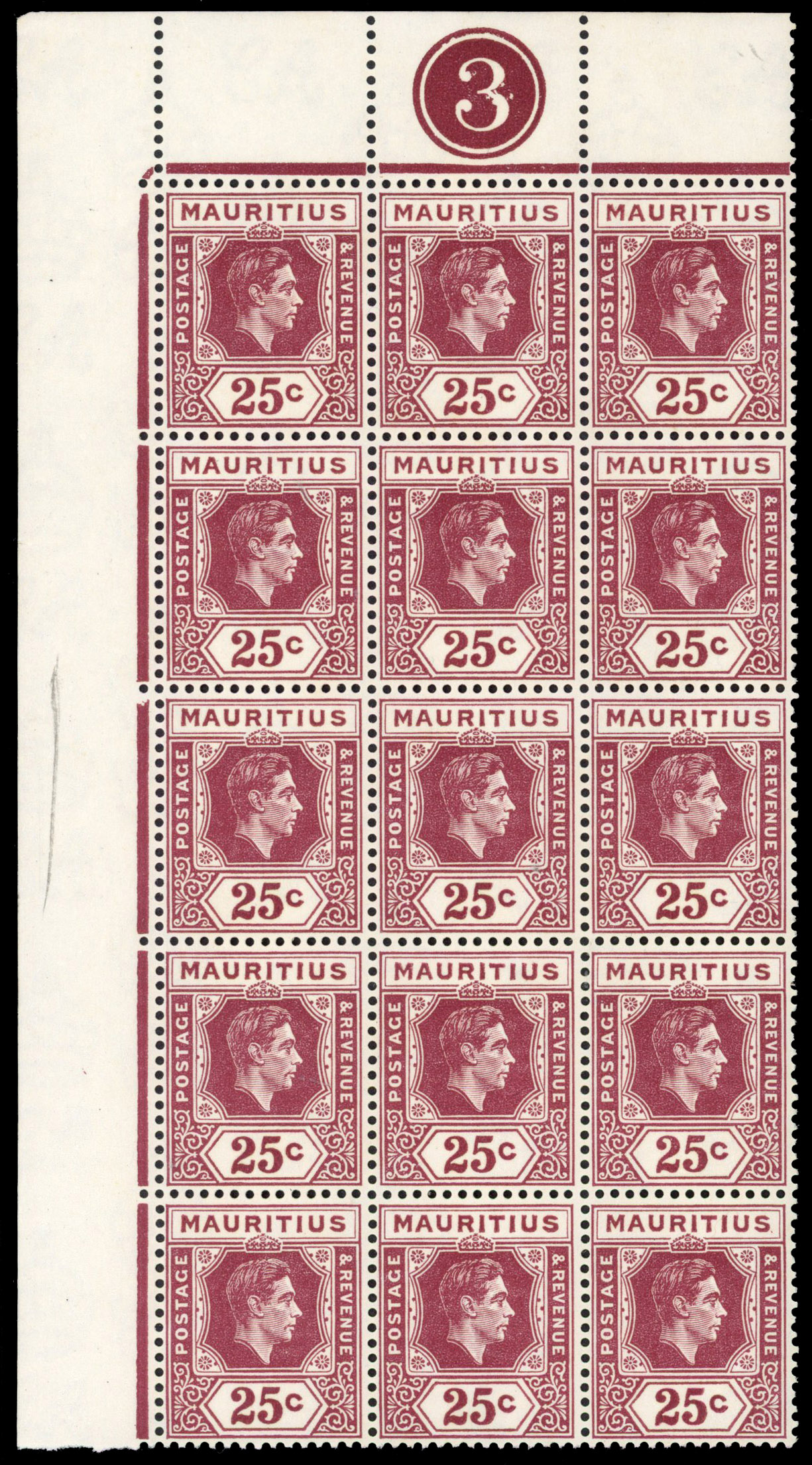 Mauritius SG 259 Plate block mint