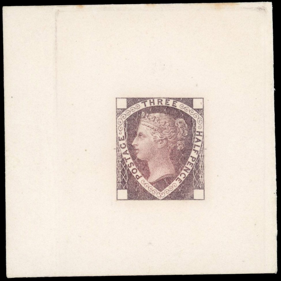 Great Britain 1870 1½d Die proof colour trial for ½d stamp SG DP55