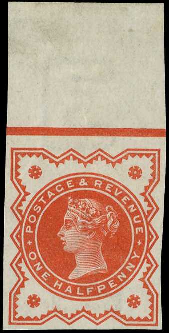 1887 Jubilee ½d vermilion imperforate...