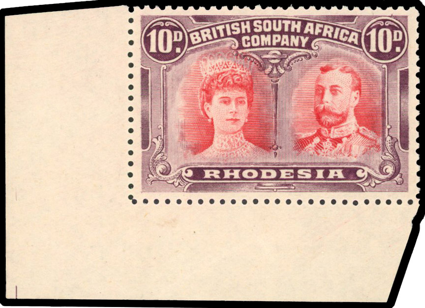 SG 149 10d scarlet and reddish mauve, #46 King's extra curl mint