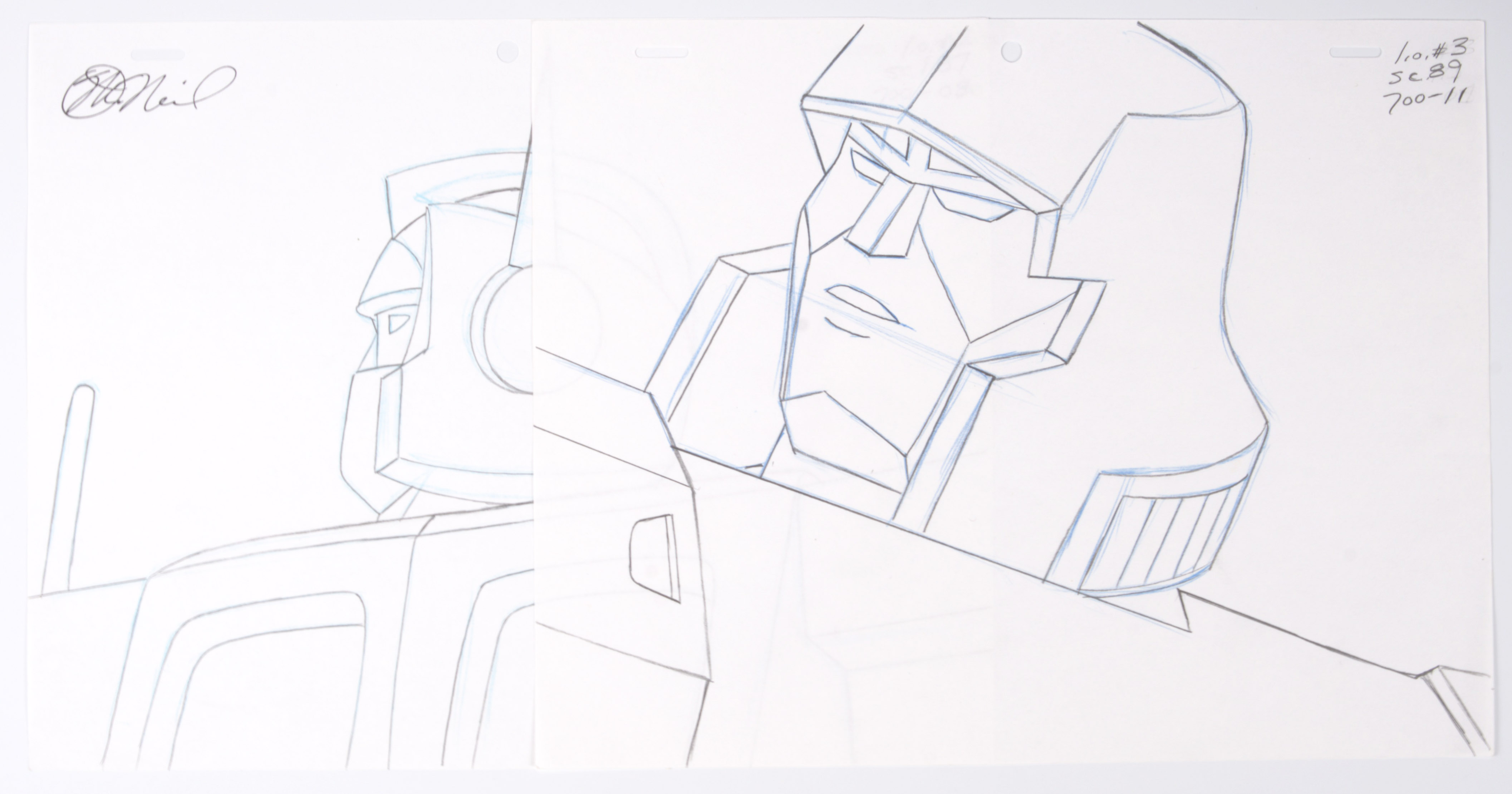 The Transformers Generation 1 Optimus Prime and Megatron Original Production Drawings (Marvel Productions, 1984) Total 2