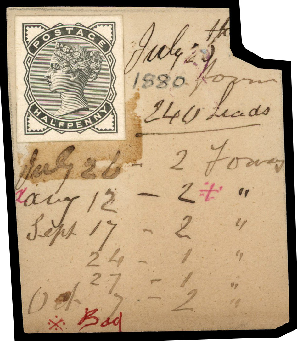 1880 ½d Green ‘Provisional’ issue. striking book piece