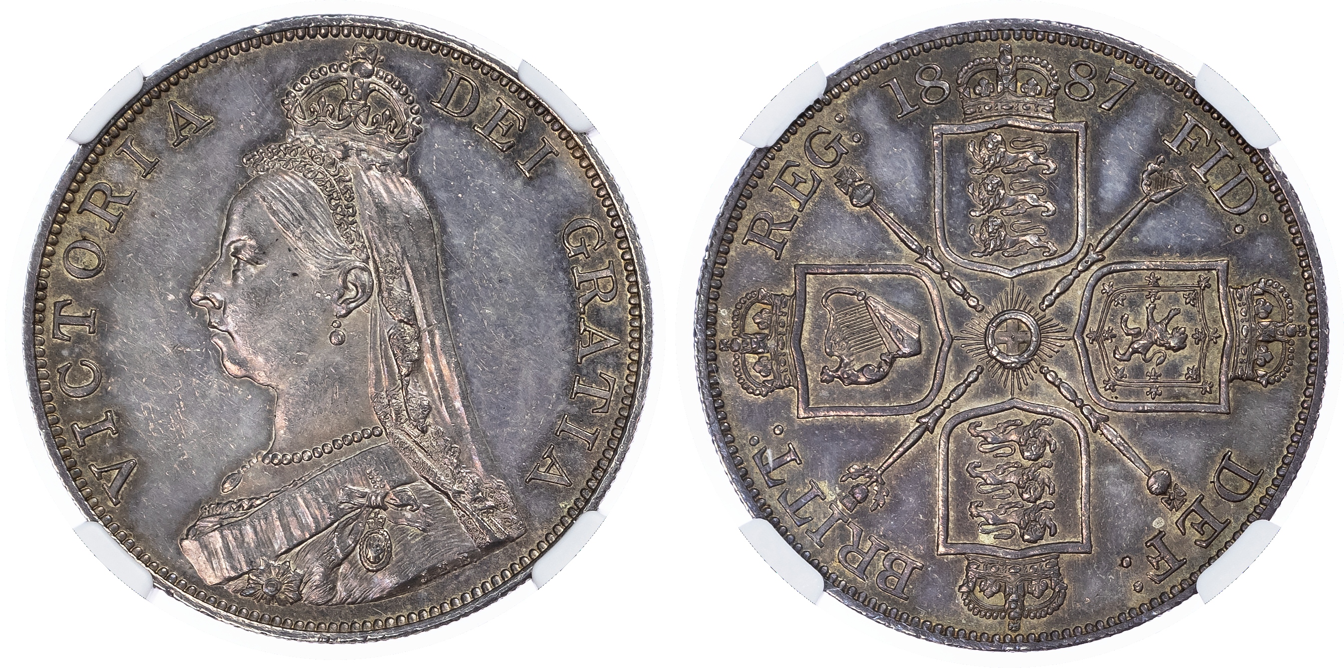Great Britain. Victoria AR Double Florin, Arabic 1. 1887. 
