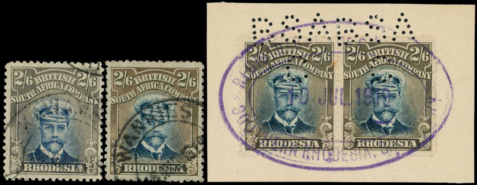 1913-7 2/6d Head Die II, perf 14. Used...