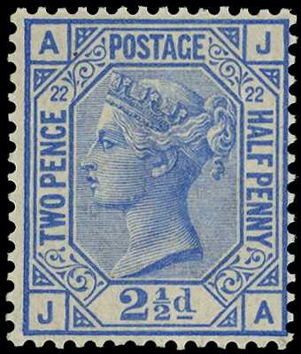 1881 2½d blue Plate 22, fine large part o.g....