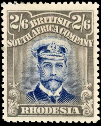 Rhodesia 2/6d SG 249a waxed moustache mint