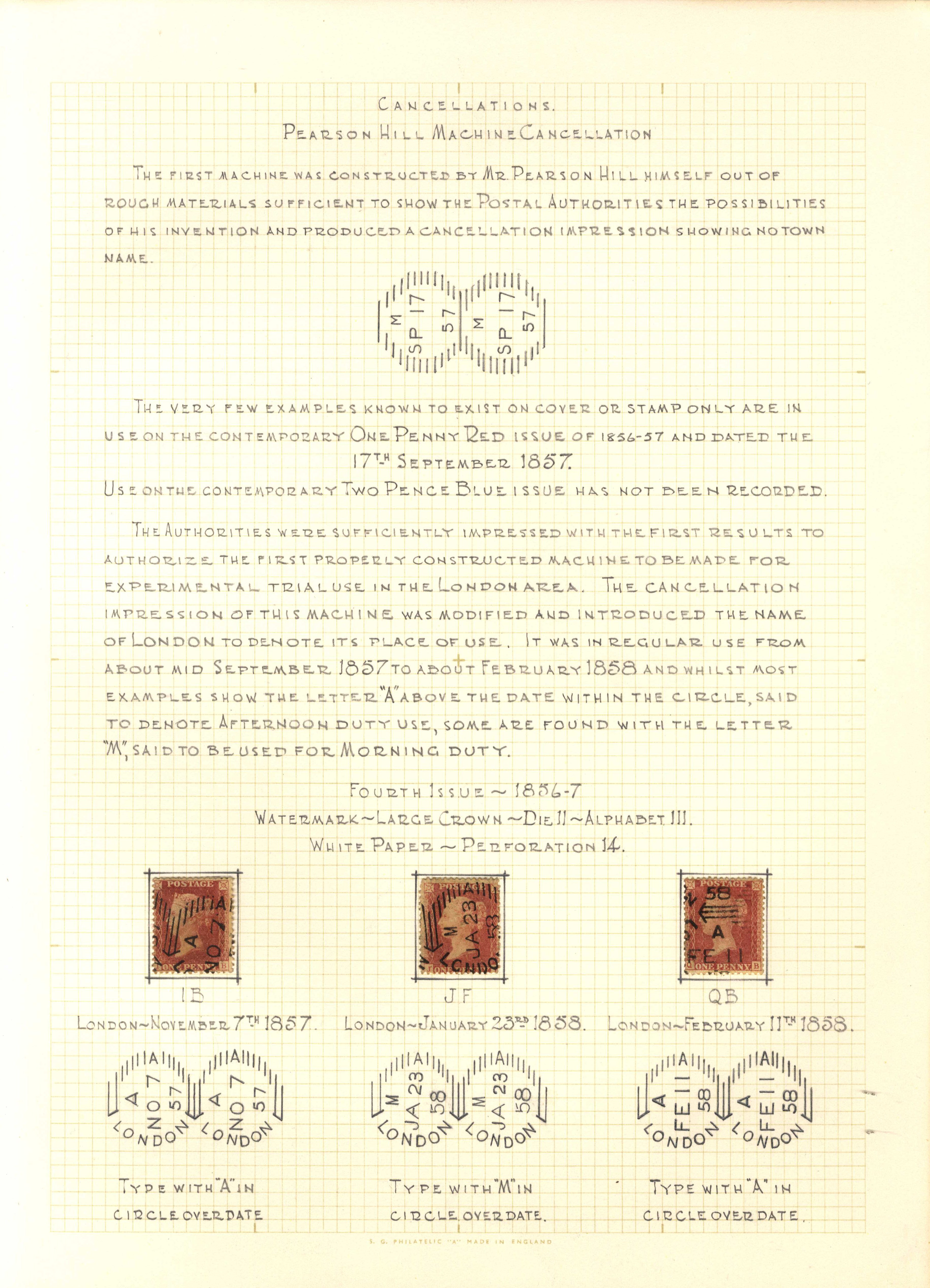 GB 1857-58 Pearson Hill experimental cancels group