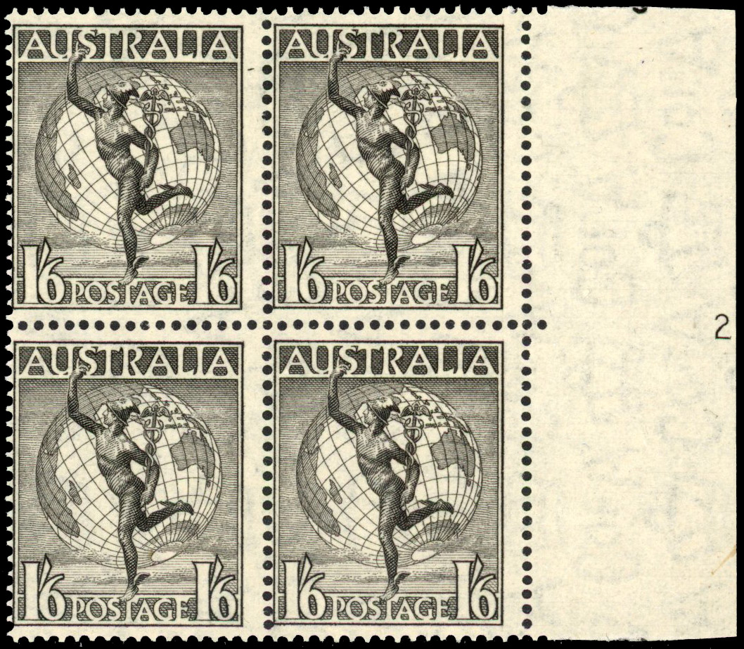Australia SG 223a Plate 2 block mint