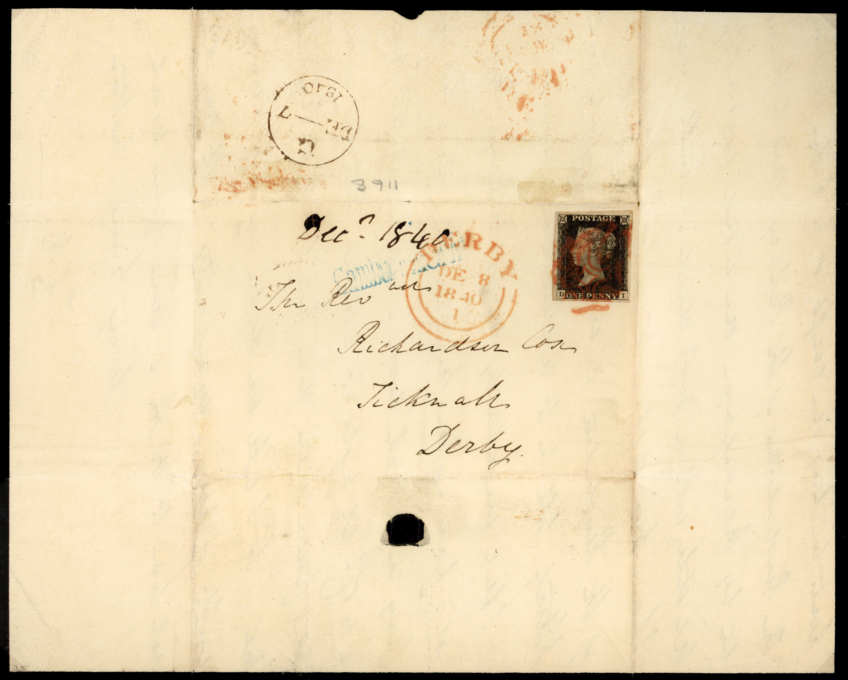 1840 1d Black Pl.1b. Two separate covers