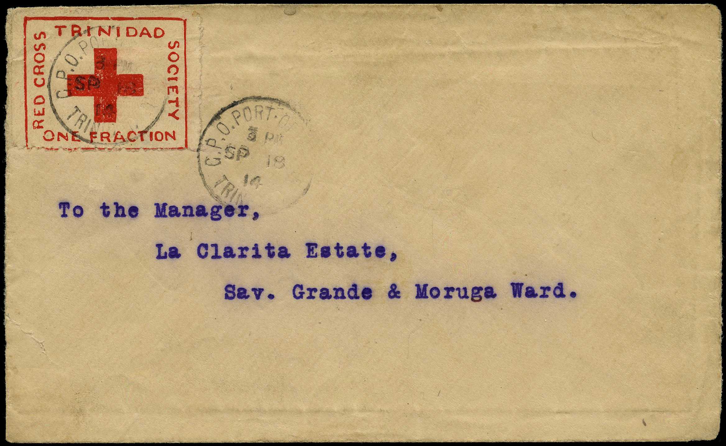 POSTAL HISTORY: 1914 Red Cross Label tied by...