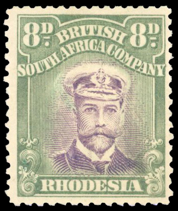 Rhodesia 1913-19 8d violet and green die I perf 14