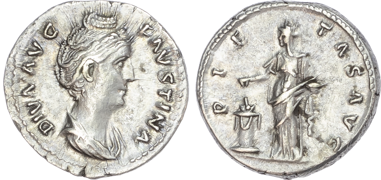 Diva Faustina Senior (d. AD 140/1) AR Denarius, Rome, 3.19g. 