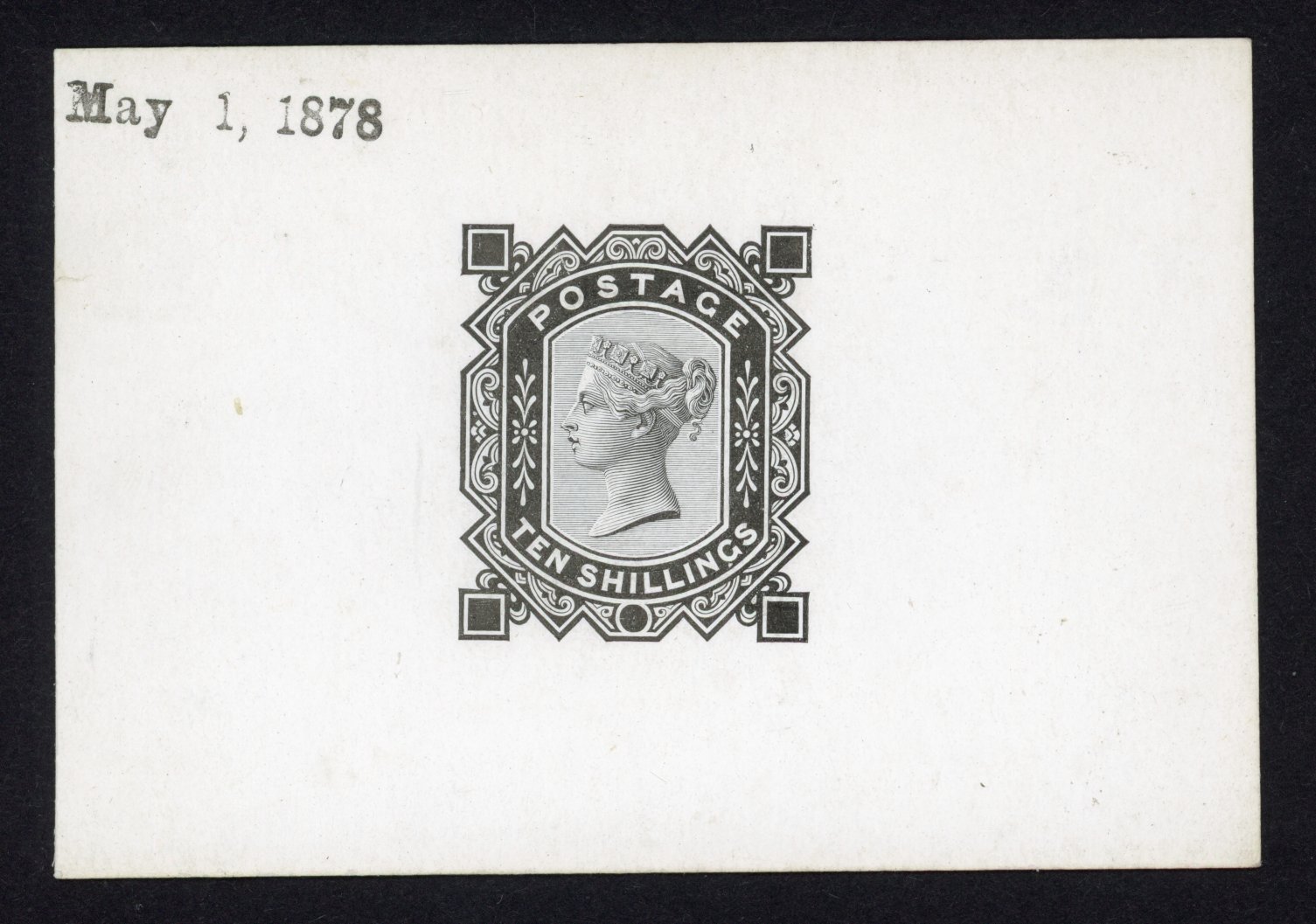 GB 1867-83 10s die proof without corner letters or plate number, For SG 128